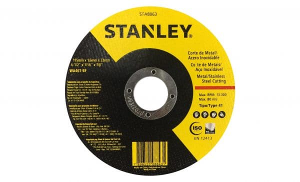 HC92152 - Disco Abrasivo De 4-1/2 X 1.6MM X 7/8 Stanley Sta8063 - STANLEY