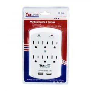 Multicontacto 6 Entradas +2 Usb92-1348 Yeilite 125V 15A 1875W