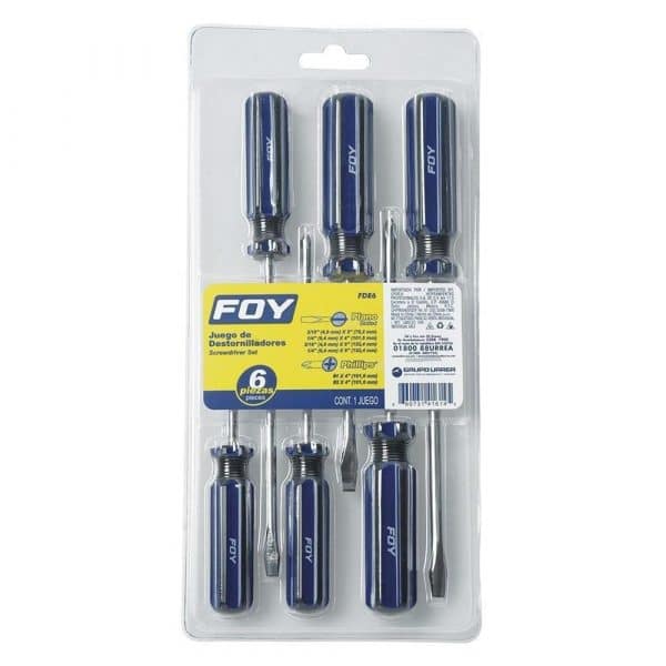 Juego de destornilladores con mango de PVC combinados, 6 piezas Foy FDE6