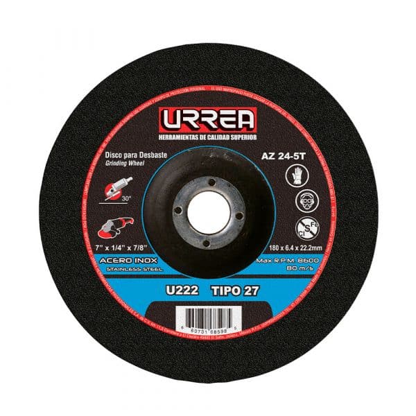 Disco Desbaste De Acero Inoxidable T27 De 7" Urrea U222