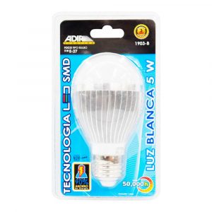Foco Tipo Bulbo De Led 5W Luz Blanca Adir AD-1903-B