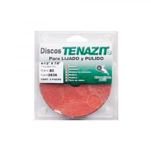 TEN2836 - Disco Fibra Oxido De Aluminio Tenazit Grano 80 Con 5Pz De 4-1/2 X 7/8 Austromex 2836 - AUSTROMEX
