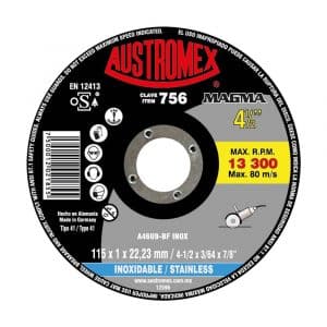 AUS756 - Disco De Corte Austromex 756 Acero Inoxidable De 4-1/2 X 3/64 X 7/8 - AUSTROMEX
