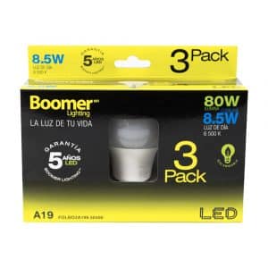 HC106340 - Paquete De Foco Led Luz Fria 8.5W 3 Piezas Boomer - BOOMER