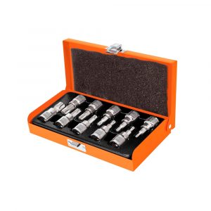 Juego De 10 Dados Cuadro 3/8' Punta Torx Estuche Metálico Truper 13976