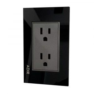 Placa 2 Contactos Aterrizado Cristal Negro Tiffany Adir 4154