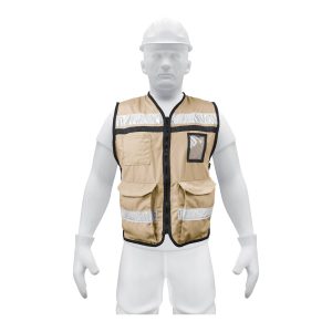 Chaleco Brigadista Con Cintas Reflejantes Color Beige Truper 14668