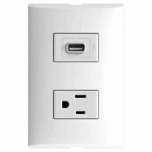 Placa 1 Toma Corriente 2P+T+1 Cargador Usb 1.1A FZA29S21 Forza