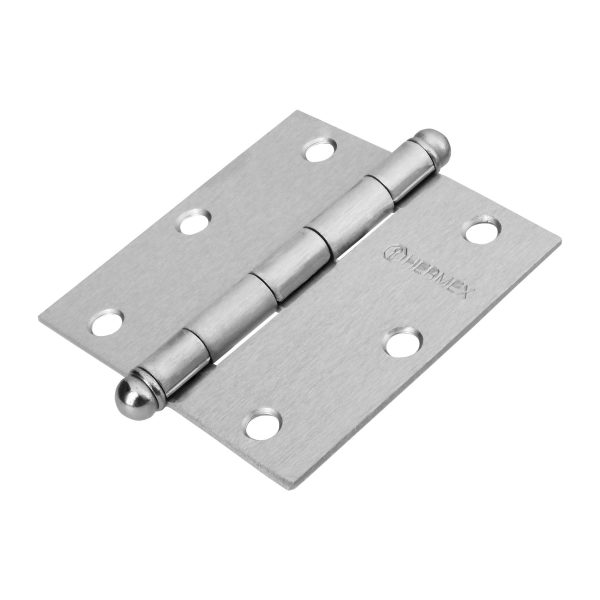 Bisagra Cuadrada 3-1/2' Acero Cromo Mate Redonda Hermex 43257
