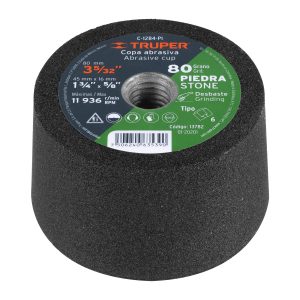 HC136502 - Copa Desbaste De Piedra 3-5/32' Grano 80 Eje 5/8-11 Truper 13782