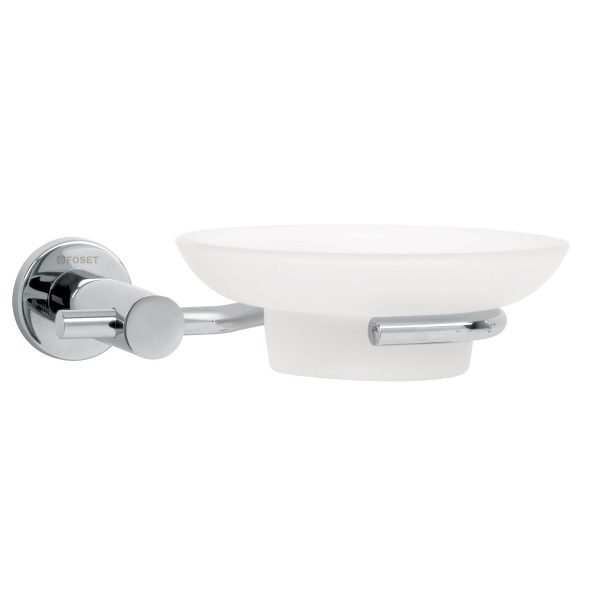 Jabonera Metálica Cromo Con Plato De Vidrio Foset 49669