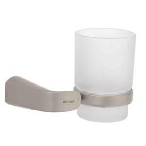 Portavaso Cepillero Satín Con Vaso De Vidrio Foset 45220