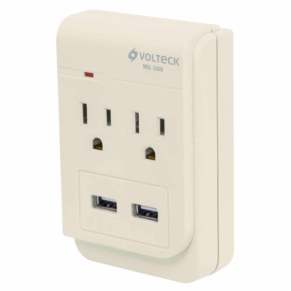 Multicontacto 2 Entradascon 2 Entradas Usb Aterrizado Volteck 46088