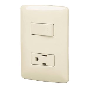 Placa Armada Contacto E Interruptor Marfil Línea Italiana Volteck 48666