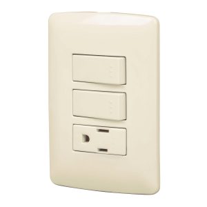 Placa Armada Contacto 2 Interruptoresmarfil Línea Italiana Volteck 48667