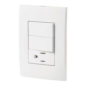 Placa Armada Contacto Y 2 Interruptores Línea Oslo Blanco Volteck 46488