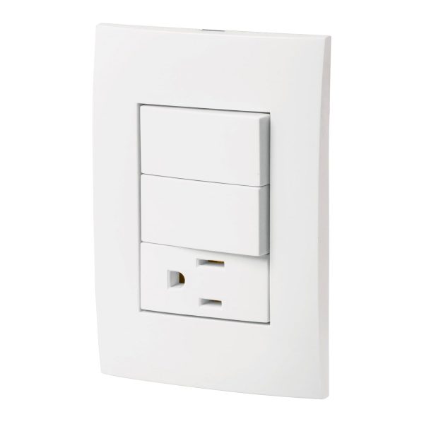 Placa Armada Contacto Y 2 Interruptores Línea Oslo Blanco Volteck 46488