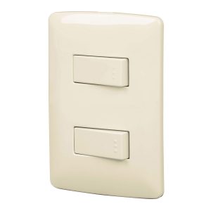 Placa Armada 2 Interruptores Sencillos Marfillínea Italiana Volteck 48662