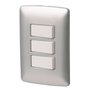 Placa Armada 2 Interruptores 1Escalera Platalínea Italiana Volteck 46483