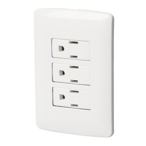 Placa Armada 3 Contactos Aterrizados Blanco Línea Italiana Volteck 46458