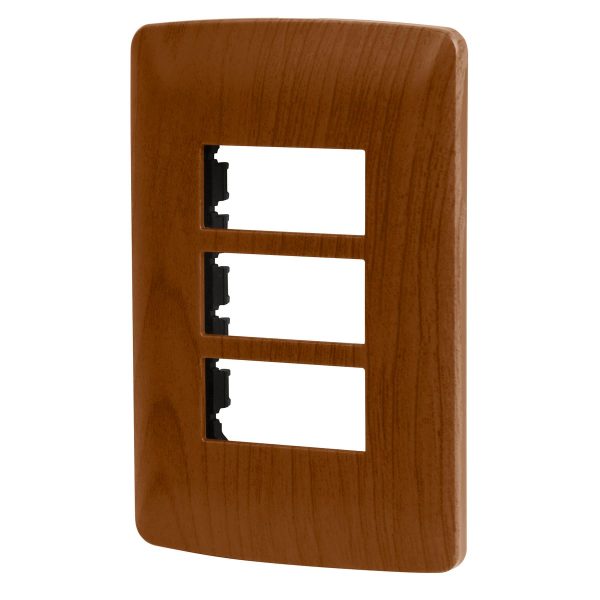 Placa 3 Módulos De Abs Línea Italiana Acabado Madera Volteck 46394