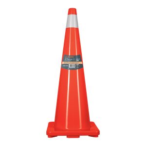 Cono De Precaución De 90 Cm De Pvc Con Reflejante Truper 13127