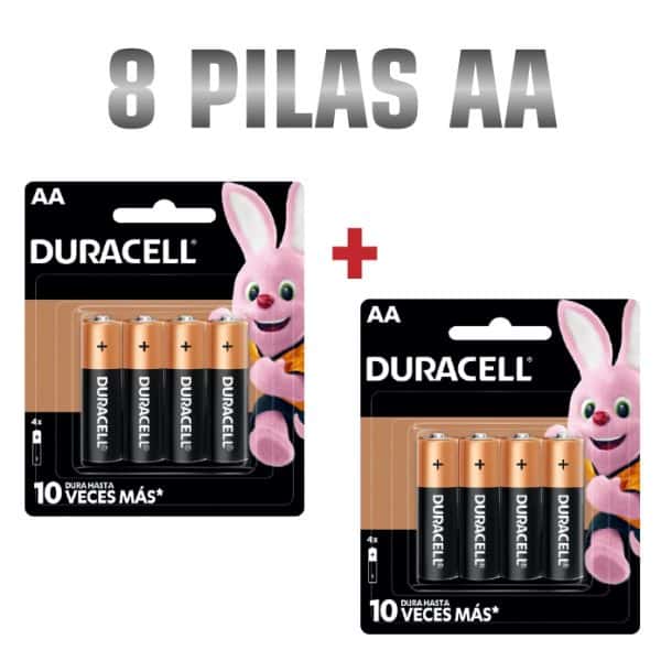 Combo Pila Alcalina 2 Blister AA Duracell 8 Piezas