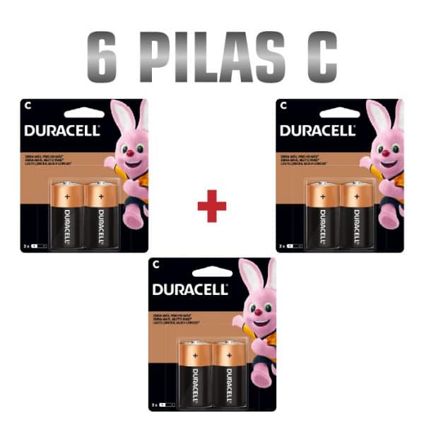 Combo Pila Alcalina 3 Blister Tipo C Duracell 6 Piezas