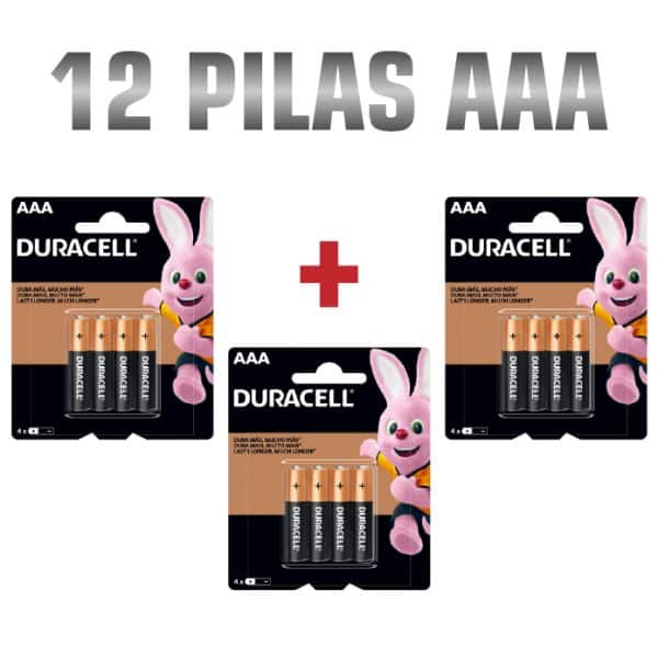 Combo Pila Alcalina 3 Blister AAA Duracell 12 Piezas