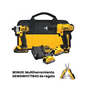 Combo Taladro + Llave Impacto Inalambrico + 2 Baterias + Cargador + Maletin DCK240C2 Dewalt