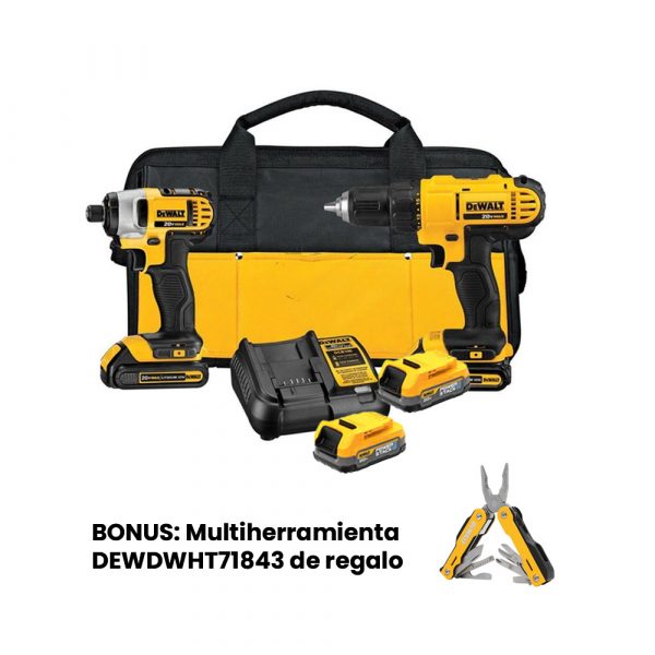 Combo Taladro + Llave Impacto Inalambrico + 2 Baterias + Cargador + Maletin DCK240C2 Dewalt