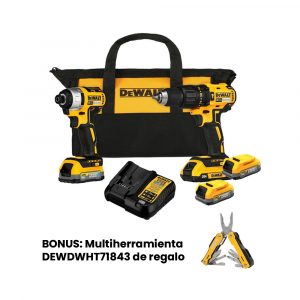 Combo Rotomartillo + Llave Impacto + 2 Baterias + Cargador + Bolsa DCK276D1E1-B3 Dewalt