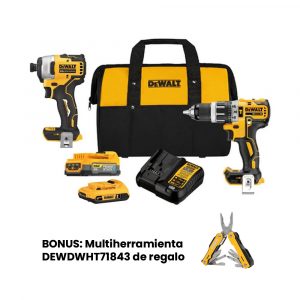 Combo Rotomartillo DCD709 + Atornillador DCF809 + 2 Baterias + Cargador DCK279D1E1-B3 Dewalt