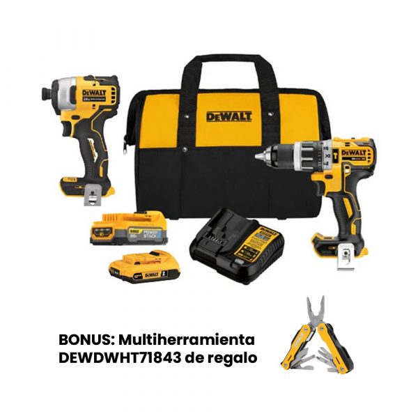 Combo Rotomartillo DCD709 + Atornillador DCF809 + 2 Baterias + Cargador DCK279D1E1-B3 Dewalt