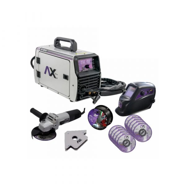 Combo Soldadora Inversor Mig/Mag/Mma Y Tig Lift, 110V, 140A Con Careta, Mini, Escuadra Magnetica, Rollo De Micro Y 10 Discos AXTECH EM154-C1