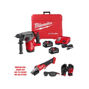 Kit de martillo rotativo M18 SDS + Esmeriladora 2886-20 + Guantes de seguridad 48-22-8782 + Lentes 48-73-2025 Milwaukee