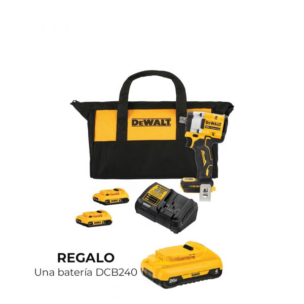 Llave De Impacto 1/2" 20V Con 2 Baterías + Cargador Dewalt DCF922D2-B3