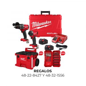 Combo Rotomartillo Y Atornillador De Impacto 3697-22 + Caja Rodante 48-22-8427 + Juego de Brocas 48-32-1556 Milwaukee