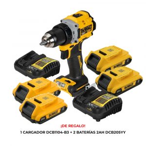 Paquete Cargador DCB1104-B3 Y 2 Baterias DCB203YY + Atornillador De Impacto DCD800B-B3 DEWALT PROMOCIÓN