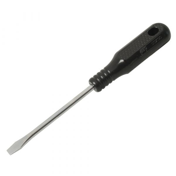 Destornillador con mango negro, punta plana barra redonda 1/4" x 4" Foy DER04