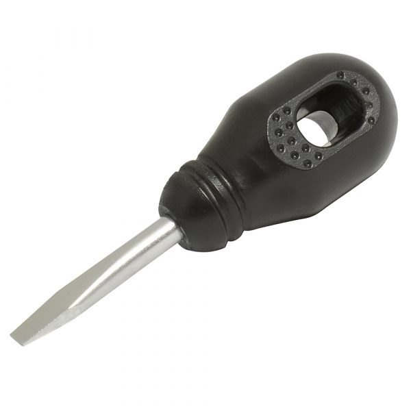 Destornillador con mango negro, punta plana tipo trompo 1/4" x 1-1/4" Foy DER52