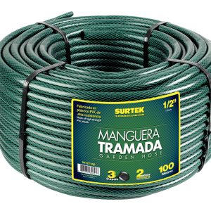 Manguera para jardín tramada en rollo verde 1", 50 m Surtek M1T50