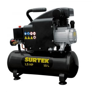 Compresor De Aire Eléctrico Lubricado 10Lt 1.5HP 127V Surtek COMP410