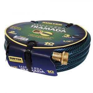 Manguera Para Jardín Tramada Con Conector Metálico 5/8" 15 M Surtek M58T15