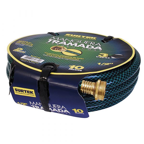 Manguera Para Jardín Tramada Con Conector Metálico 5/8" 15 M Surtek M58T15