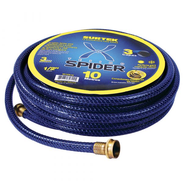 Manguera Para Jardín Tejido Spider Con Conector Metálico 3/4" 25 M Surtek M34S25