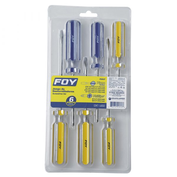 Juego De Destornilladores Con Mango De Pvc Combinados 6 Piezas Foy FDE6T