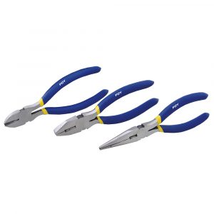 Juego De Pinzas Para Electricista Con Mango Con Doble Plastisol 3 Piezas Foy 142020