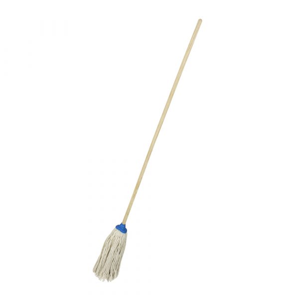 Trapeador de pabilo de algodón 300 g con bastón de madera 120 cm Foy LIM01