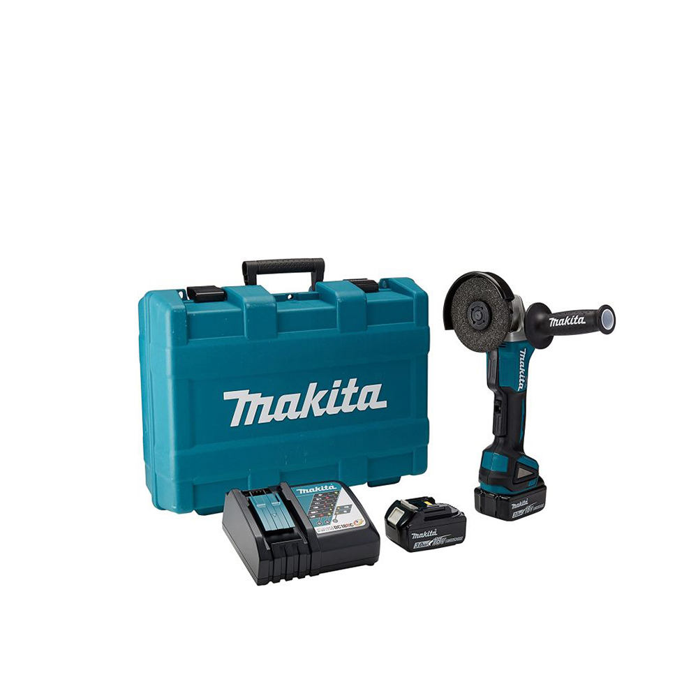 Combo Miniesmeriladora +Disco + 2 Baterias + Cargador DGA458RFE Makita